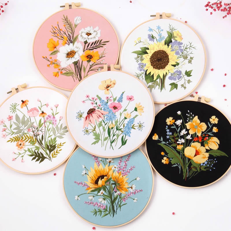 [HEPU] Embroidery materials kit, beginner embroidery kit, flowers, sunflower patterns, adult embroidery DIY handmade