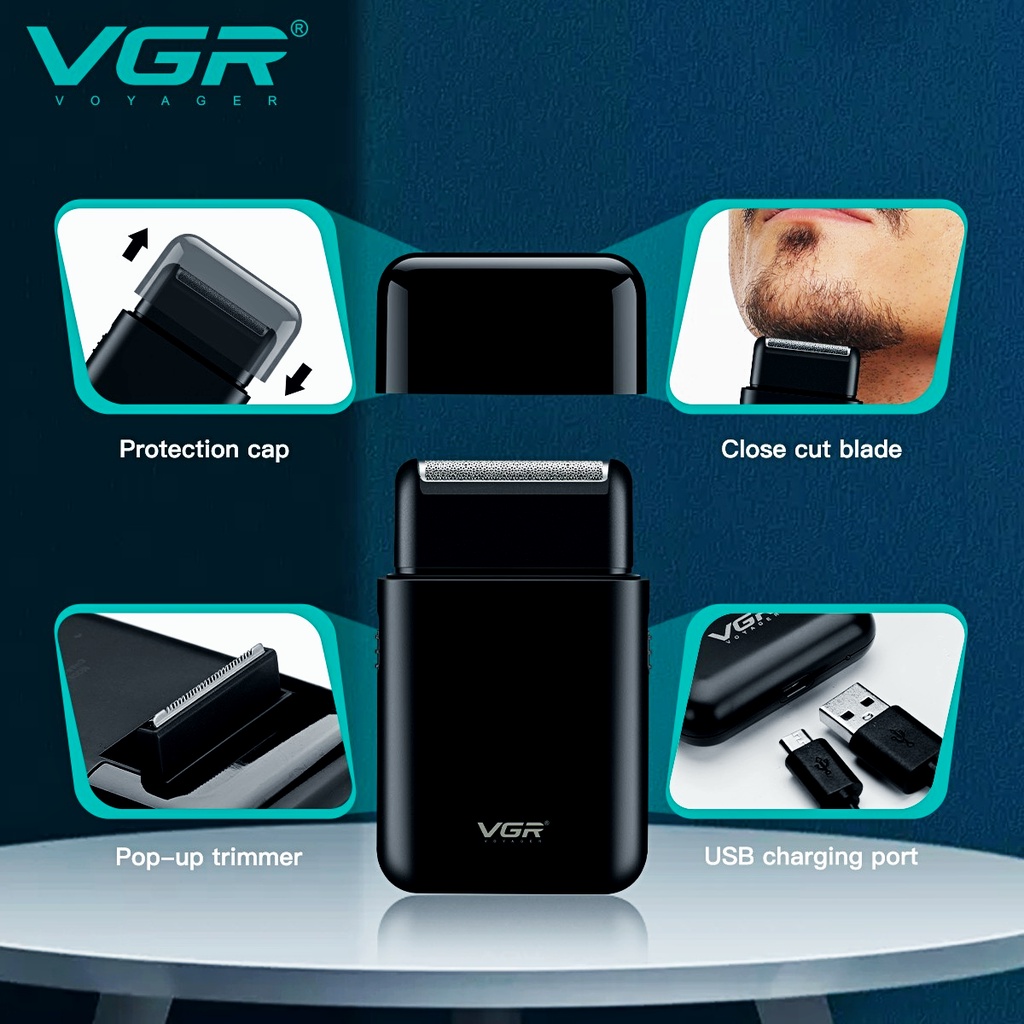 Malaysia Spot！！！VGR Electric Shaver Professional Shaver Razor Portable Mini Shaver Reciprocal Shaving 2 Blade USB Charging for Men V-390