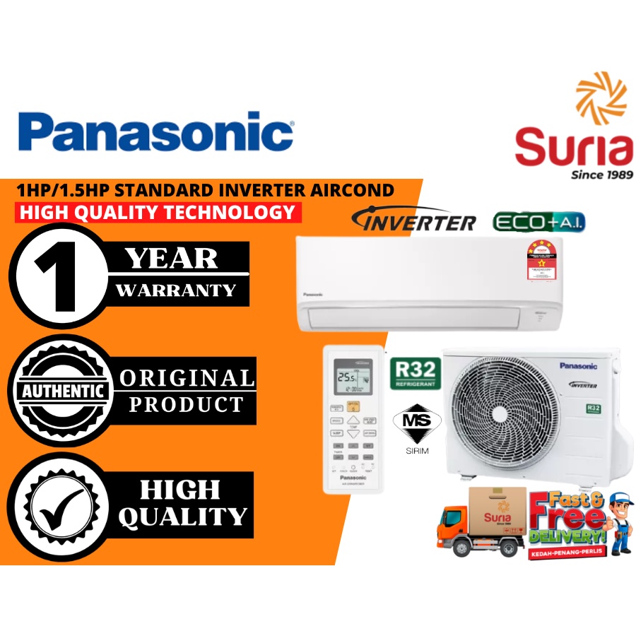 (Free Delivery)Panasonic 1HP/1.5 HP/2HP Inverter R32 Air Conditioner(Built-In WiFi) CS-PU9XKH CS-PU12XKH CS-PU18XKH