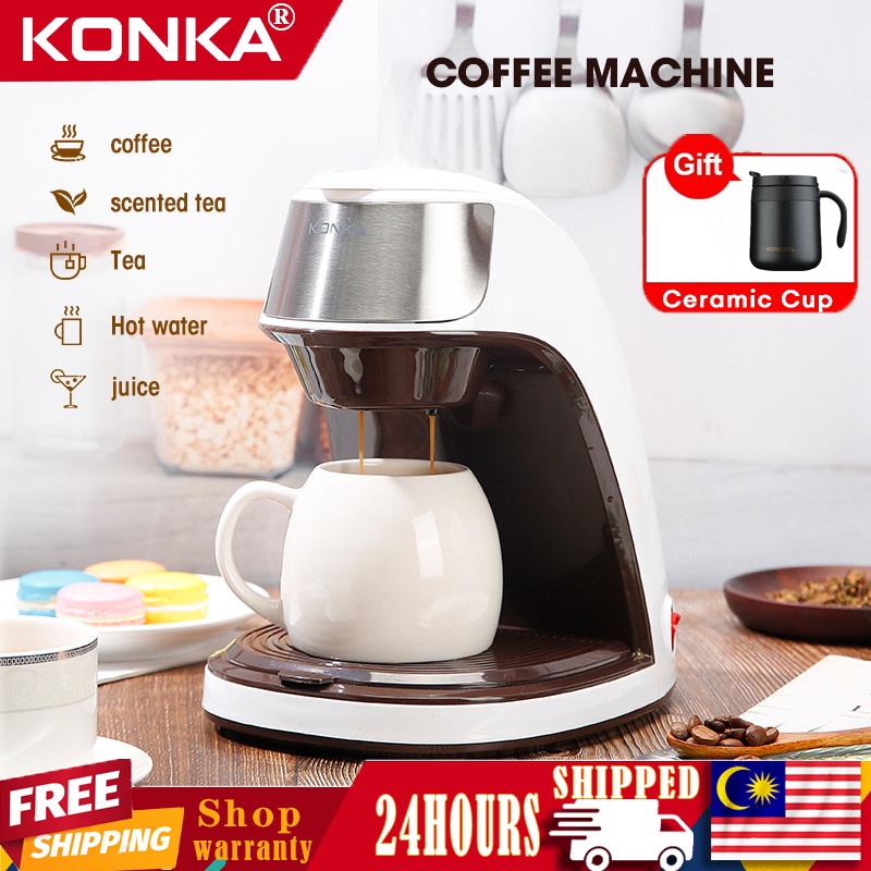 【Free Gift】 KONKA Coffee Maker Household Coffee Machine Maker Automatic Dripping Coffee Grinder for Home Office 康佳咖啡机