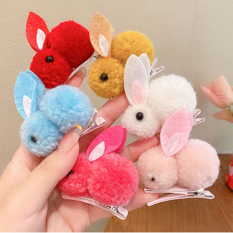 Plush Bunny Hairpin Children's Winter Cute Japanese Hairclip Girl ...