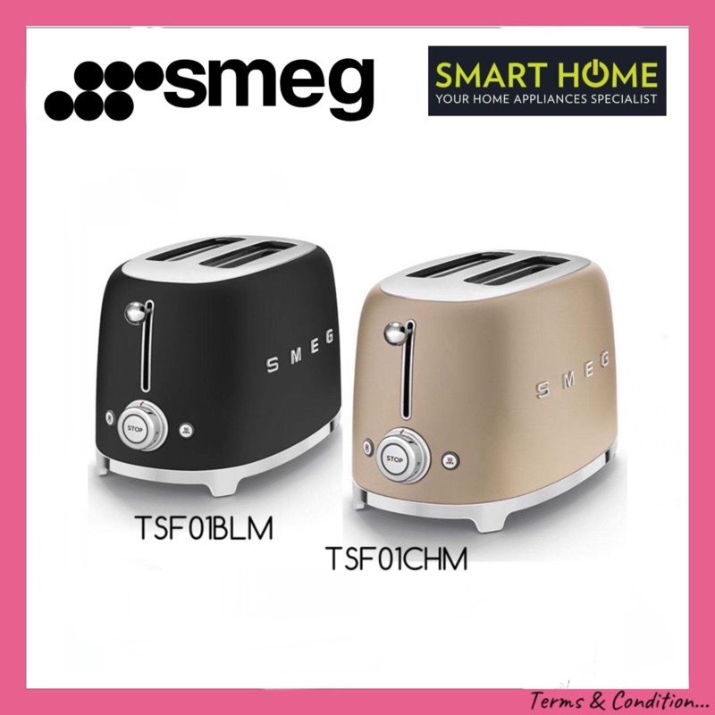 Smeg Bread Toaster TSF01BLM/Matt Black or TSF01CHM/Matt Gold (new colour special edition