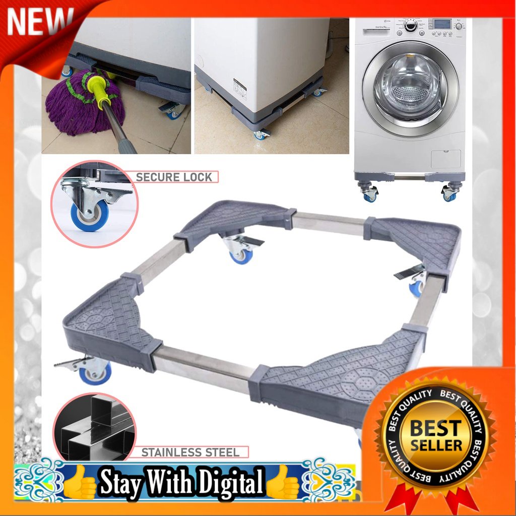 🌹[Local Seller]  Adjustable Washing Machine Stand With 4 Swivel Wheels Feet Mobility Roller Refr