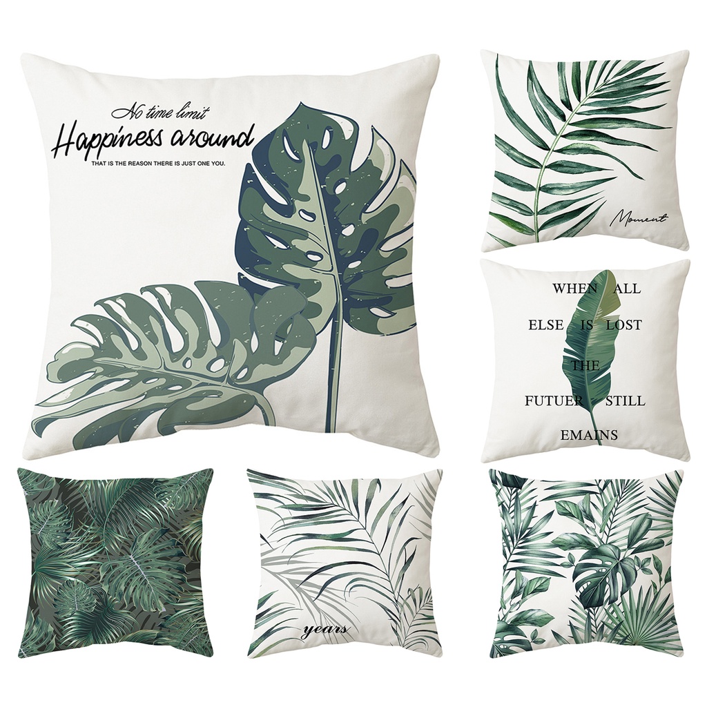 Subtropical leaves sofa pillowcase cover 70 × 70.60 × 60.50 × 50.45 × 45.40 × 40.Cotton square bolster cover.Comfortable bedding waist cushion cover