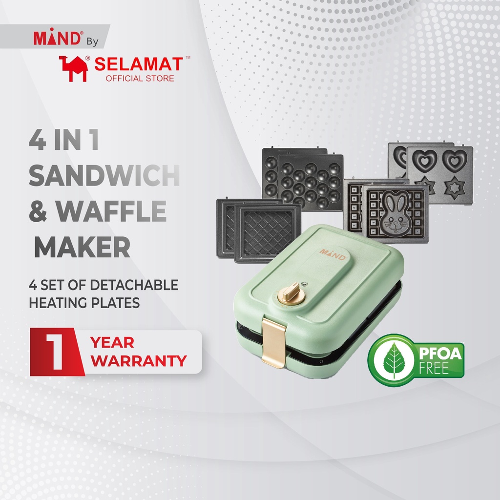 MIND 4in1 Sandwich & Waffle Maker PFOA & PTFE Free (SIRIM Certified)Kilang/Direct factory
