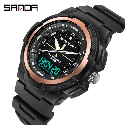 Sanda Sports Waterproof Men's Watch Multi-function Dual Display LED Digital 100% Authentic