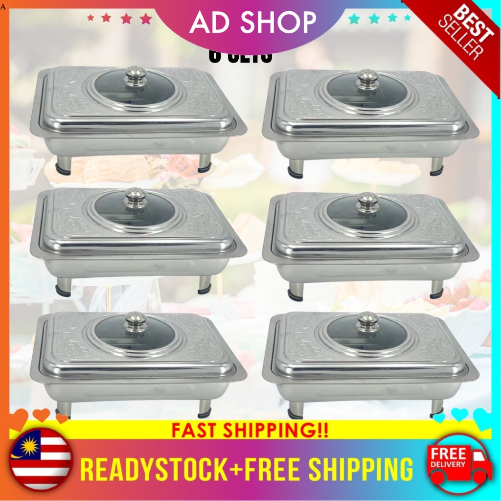 [AD SHOP] 40x30 Embossed Stainless Steel Buffet Set Catering Serving Tray Food Pan Warmer Bekas Lauk Katering Serbaguna