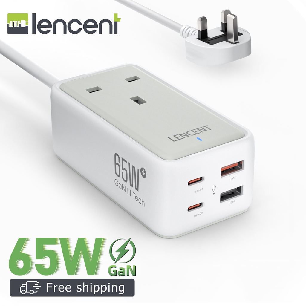 LENCENT Gan III 65W USB C Charger Plug, 4-Port Type C Power Adapter PD ...