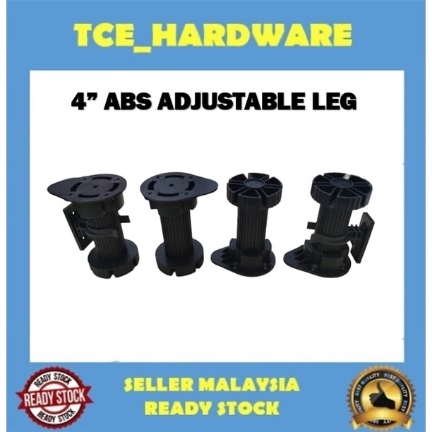 Adjustable Leg (4")100MM ABS plastic kaki Leg for Furniture kabinet meja sofa( 1pkt x4 pcs)
