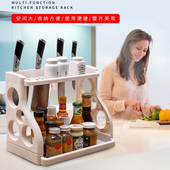 Multipurpose Rack Kitchen Organizer Condiment Rack Seasoning Sauce Bottle Rack With Knife Holder