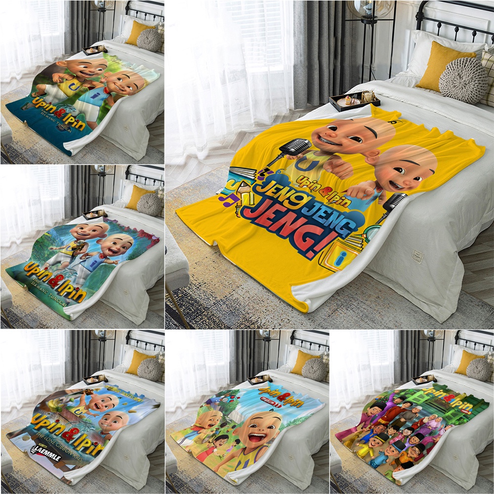 4 Size Flannel Blanket Malay Cartoon Upin & Ipin Single Single Side