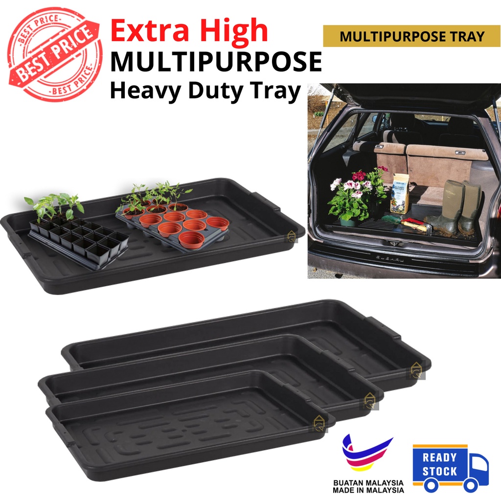 Multi Use Car Boot Tray Plastic Multipurpose Wet Dry Black Stall Tray Vegetable and Fruit Tray