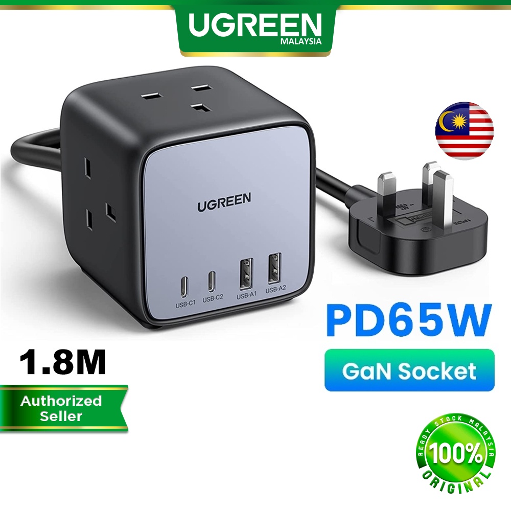 UGREEN 7-in-1 Charger 65W Power Strip DigiNest Cube GaN Extension Lead USB C Power Strip 3AC Outlets Laptop iPhone 15