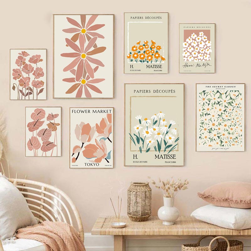 Flower Market Matisse Wall Art Canvas Painting Nordic Posters and Prints Abstract Botanical Wall Pictures for Living Room Decor