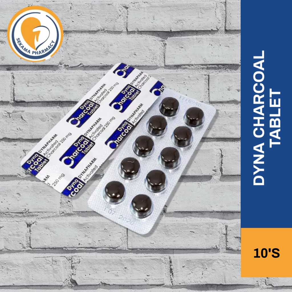 DYNA CHARCOAL TABLET 250MG 10'S/STRIP (ACTIVATED CHARCOAL) [EXP 7/2025