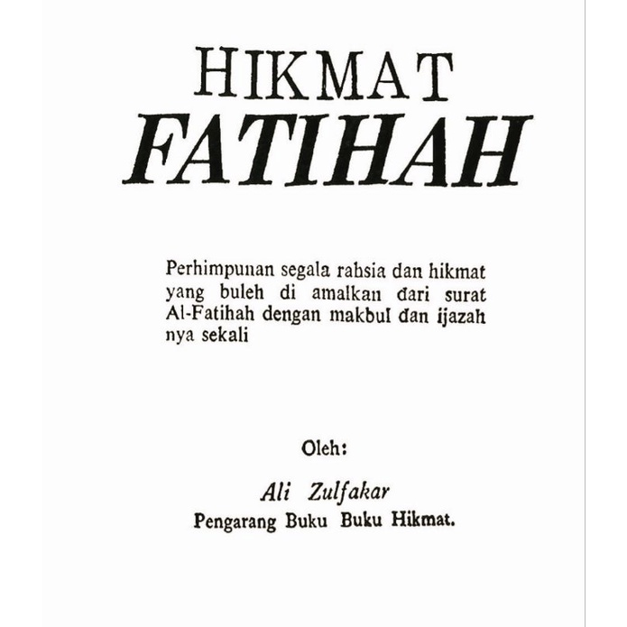 Hikmat Fatihah | Kitab Hikmah Surah Al-Fatihah, Tasawuf & Kerohanian | Ebook