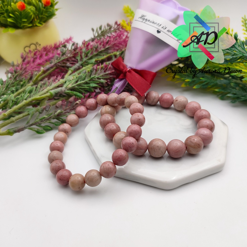 AD041 Rhodochrosite 红纹石 Natural Healing Crystal Bracelet 天然疗愈水晶手链