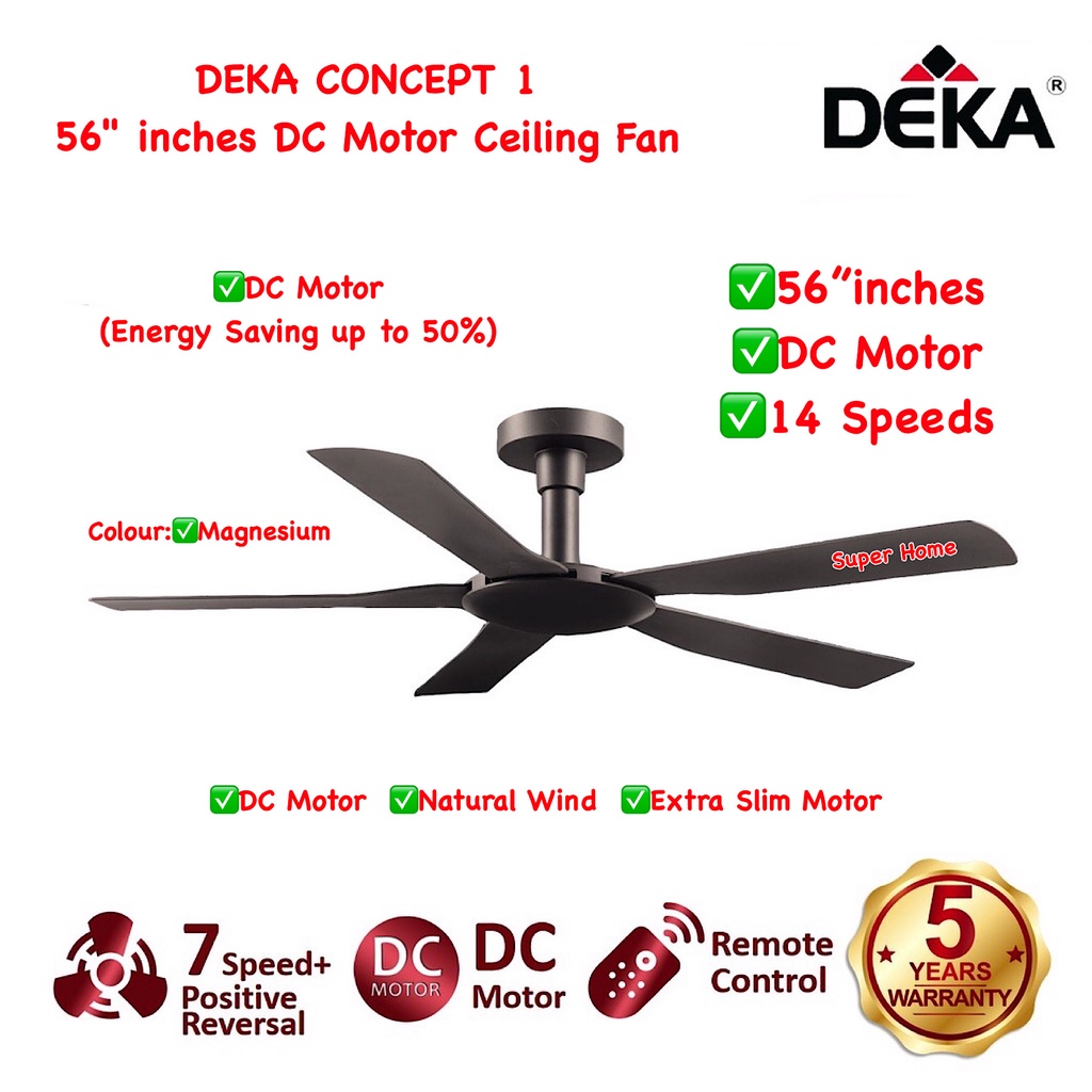 Deka Ceiling Fan Deka CONCEPT 1 (Magnesium) 56 inch 5 Blades DC Motor