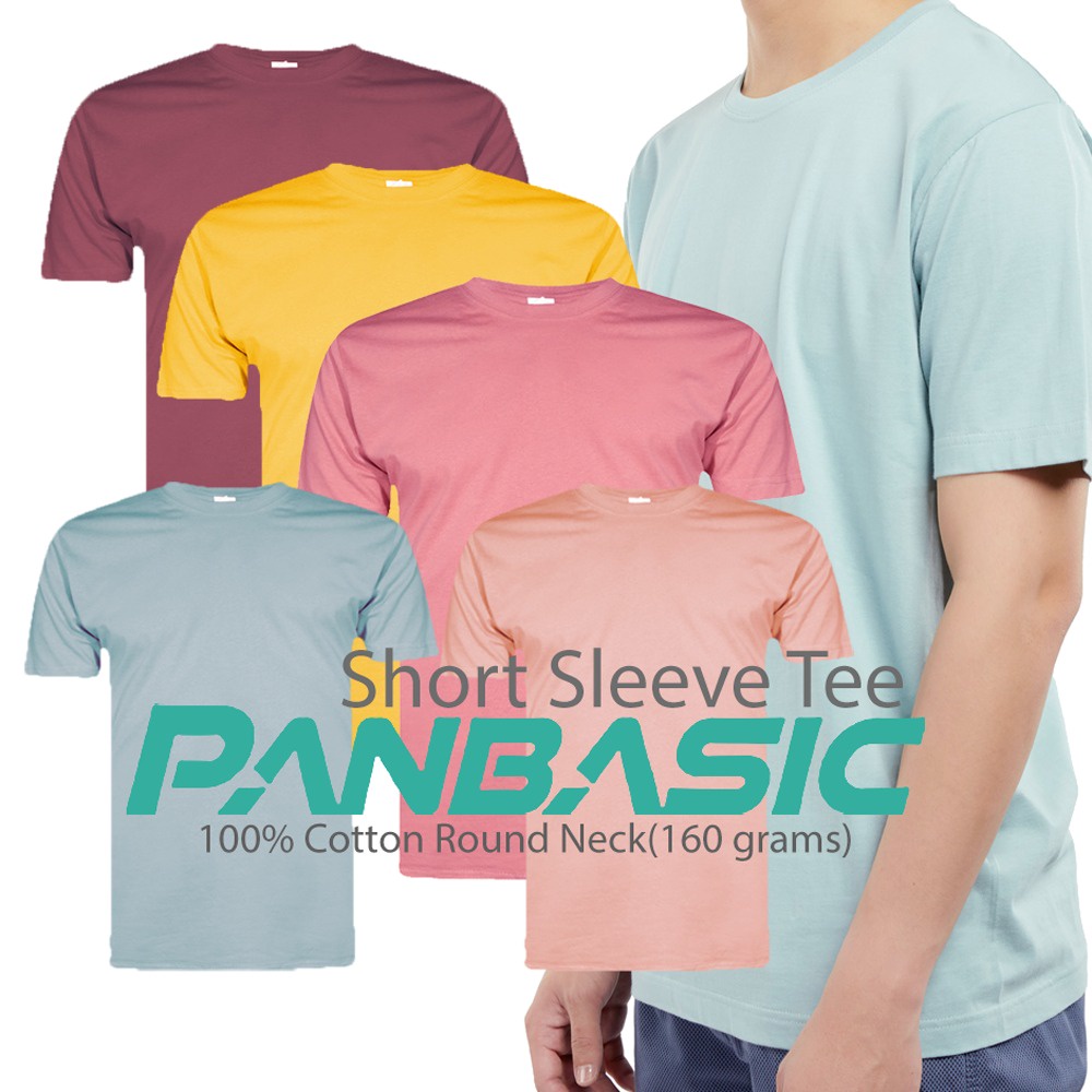 PANBASIC 100% Cotton Round Neck Short Sleeve T-Shirt Unisex 160 gsm / Asian Size Men's Cotton T-Shirt