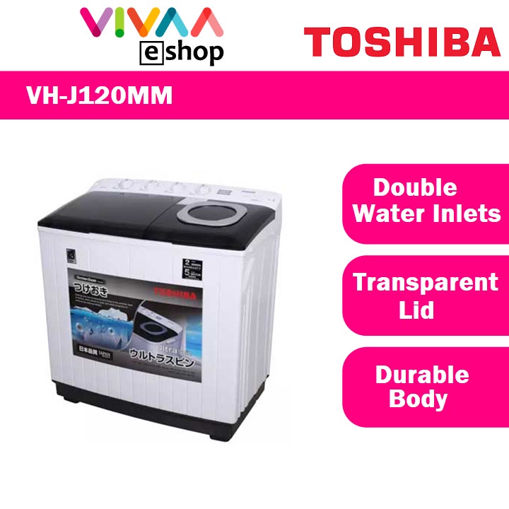 Toshiba VHJ120MM Semi Auto Washing Machine 11kg Twin Tub Washer Mesin