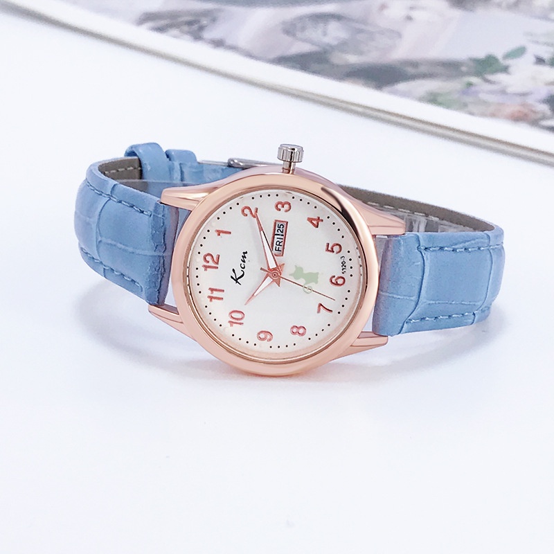 ⭐Ready Stock ⭐Card Puzzle Civil Servant Examination Exclusive Watch Female Simple and Stylish Personality Luminous Double Calendar Waterproof Quartz Student's Watch/手表女 Fast Shipping