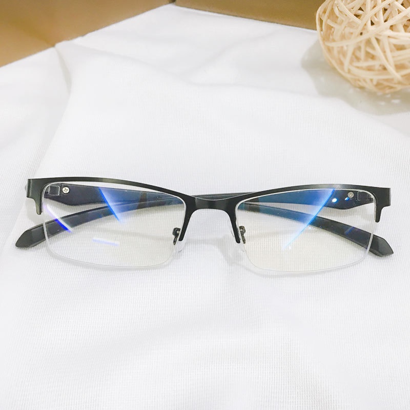 New men's anti-blue light half frame glasses fashion simple business flat lens tide