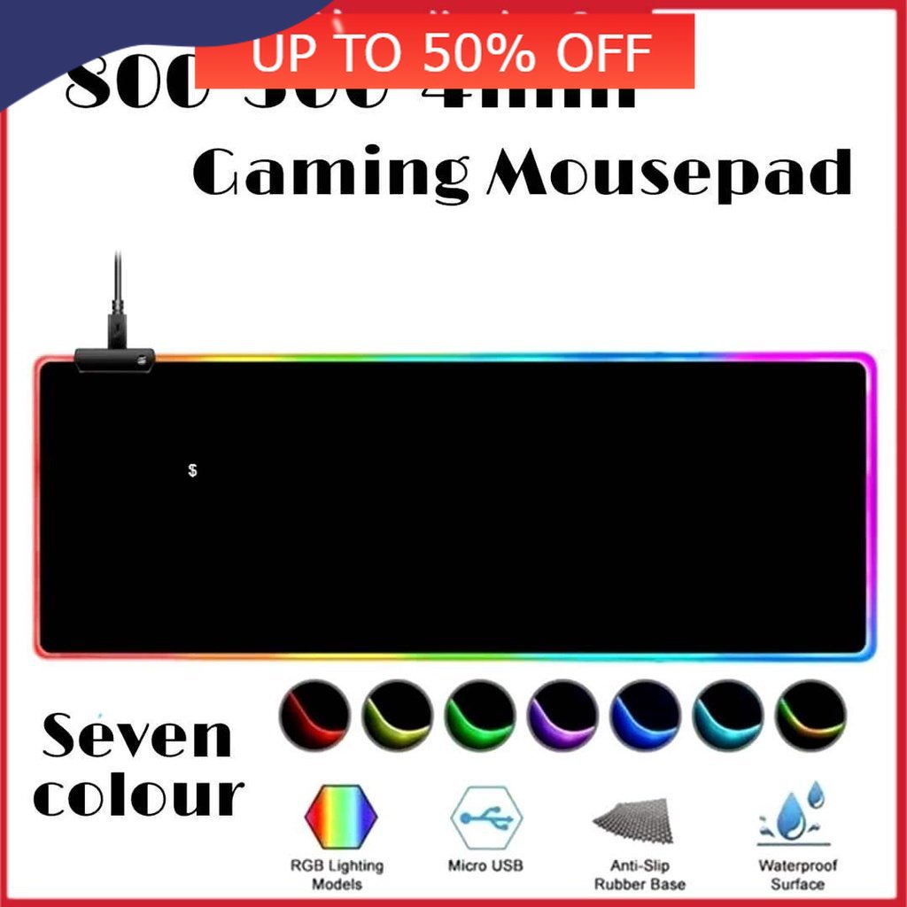 🎁KL STORE✨ _RGB Lighting Gaming Mouse Pad Large Size Waterproof Usb Mousepad Game Mice