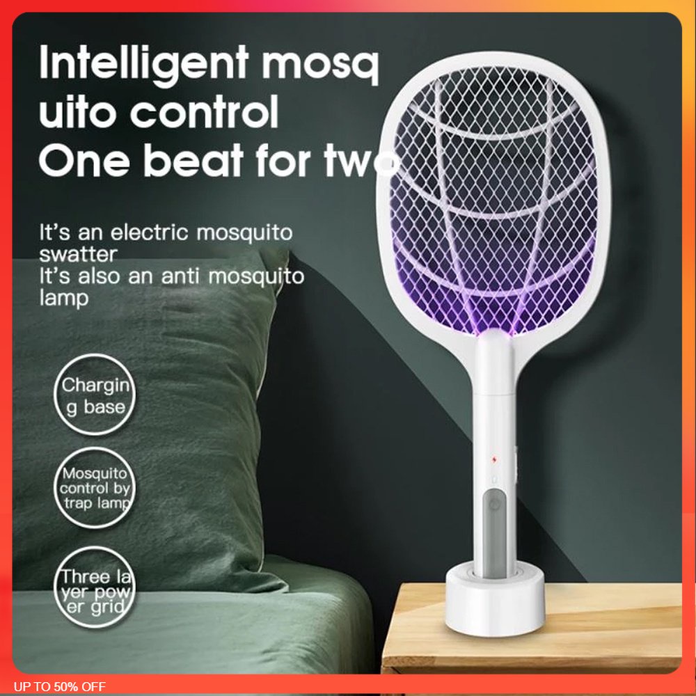 🌹[Local Seller] 2 in 1 Electric Insect Racket Mosquito Swatter USB Rechargeable Dual Modes Kill