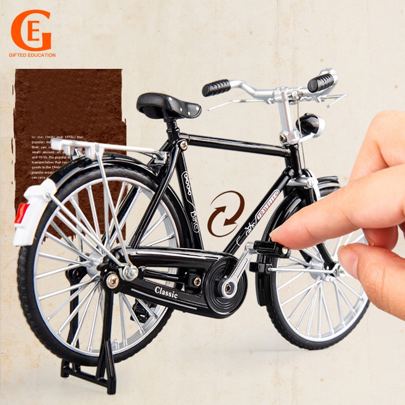 Vintage Alloy Bicycle Model Toy Diecast Metal 1/10 Scale Simulation Bike Retro Collection Children Boy Gift