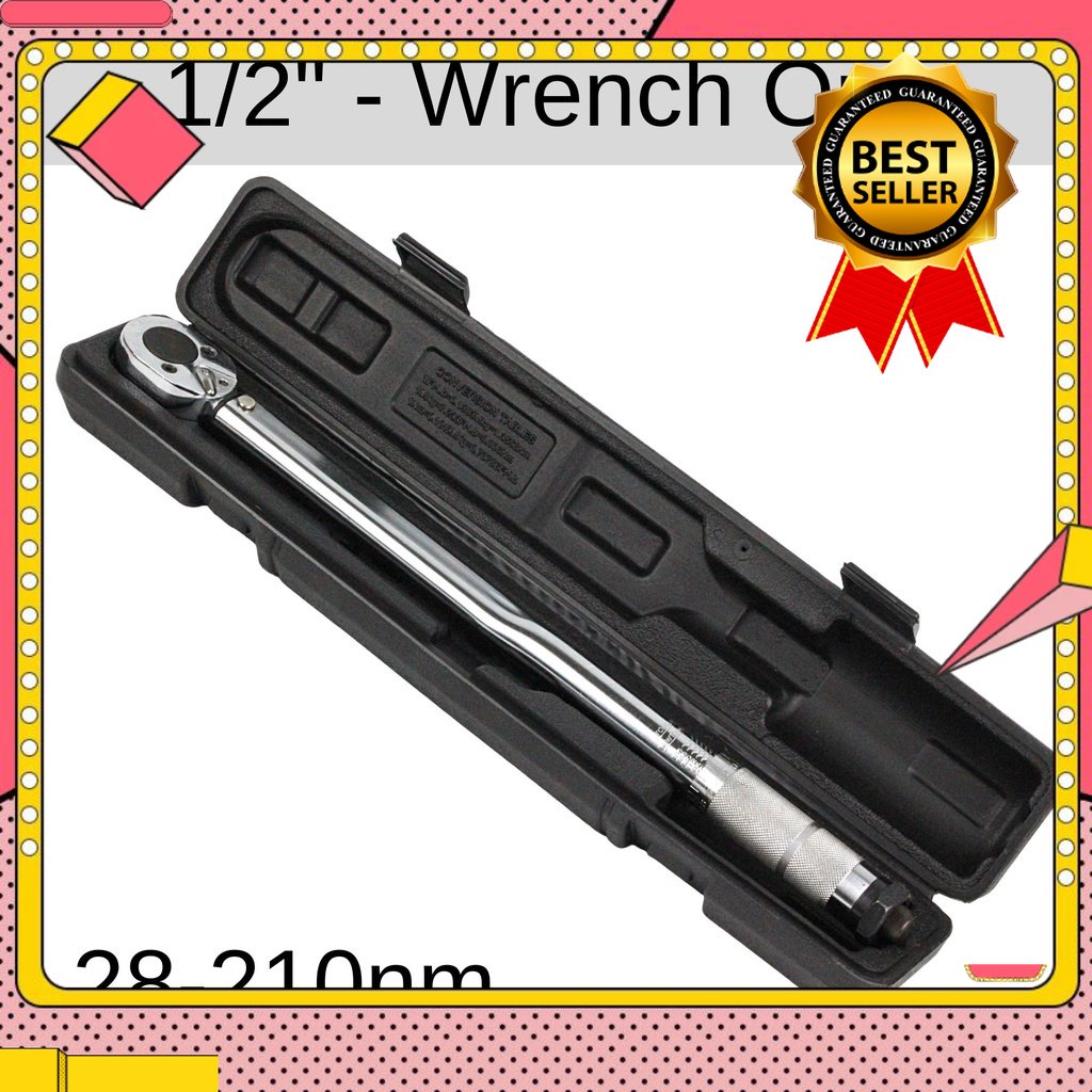 🎁KL STORE✨ 1/2'' Driver Click Adjustable Micrometer Torque Wrench Spanar 28-210nm With Case