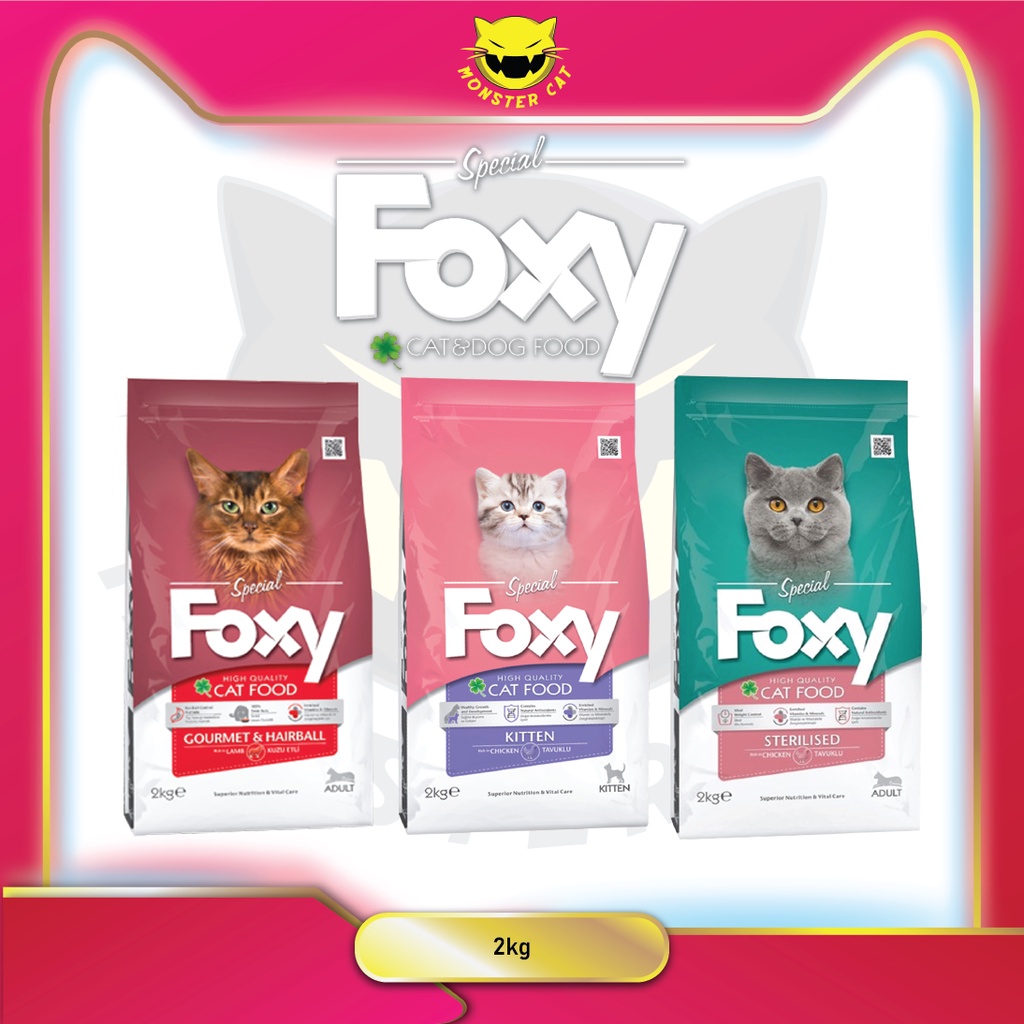 FOXY 2KG High Premium Cat Food / Makanan Kucing (Kitten/Hairball/Sterilised)