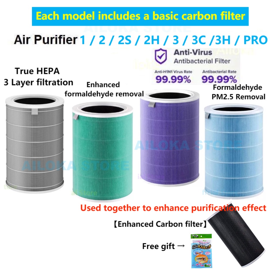 【HEPA Filter】OEM Mi Air Purifier 1 / 2 / 2S / 2H / 3C / 3H / Pro For Xiaomi Mijia Mi Air Purifier HEPA Filter Formaldehyde Removal M6R-FLP / AntiVirus MCR-FLA / MR2-FLP  兼容小米 米家 空气净化器滤芯