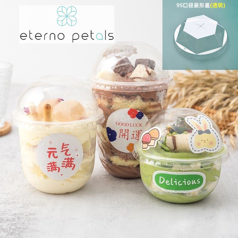 50psc/ Set 250ml,360ml,500ml Fruit Cake Sawdust Cup/Fatty Ice Cream Sundae Cup /Fatty Boba Mousse cake Cup with Lid