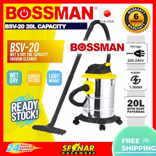 🔥READY STOCK🔥(3 in 1 PRO) 20L Wet Dry Vacuum Cleaner Wet & Dry + Blower Vacum 1600 Watt Wet And Dry Vakum BOSSMAN - BSV2