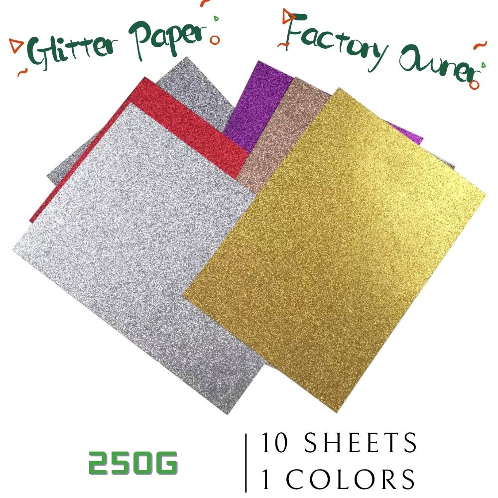 A5 Size 210*148mm 10 Sheets/Pack Glitter Cardstock Paper 250Gsm Flashcard Shiny Glitter paper