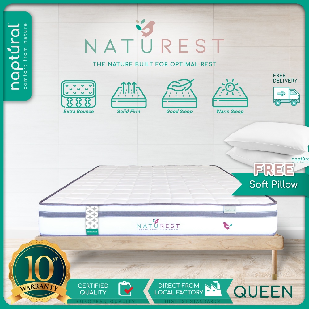 ( Free Delivery ) Naptural - NatuRest ( Single/S. Single/Queen/King Mattress / Tilam )(10 Inch) Direct From Factory