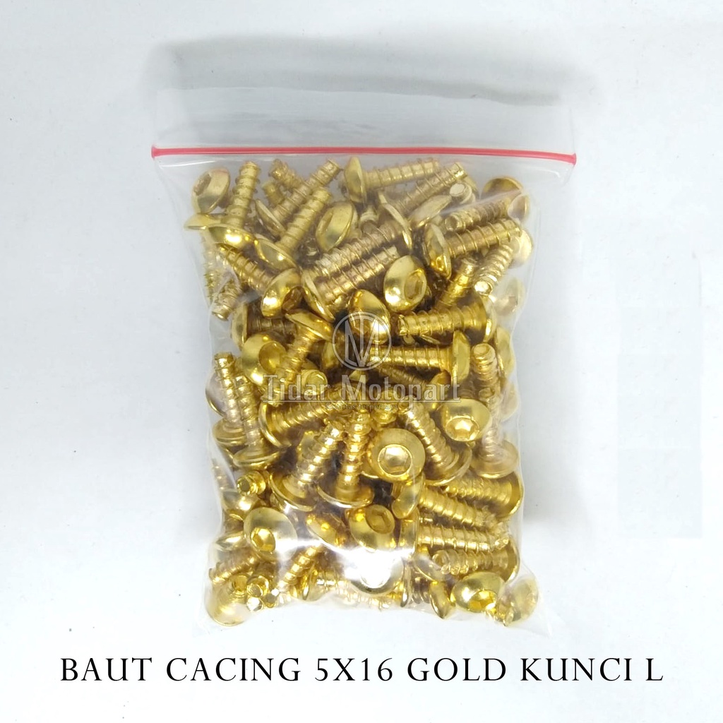 1 Pack of Yamaha 5x16 Gold Body Bolts L Key 5X16 Gold Worm Bolts L Key Yamaha Gold Body Bolts Yamaha Mio Jupiter Nmax Aerok Body Bolts