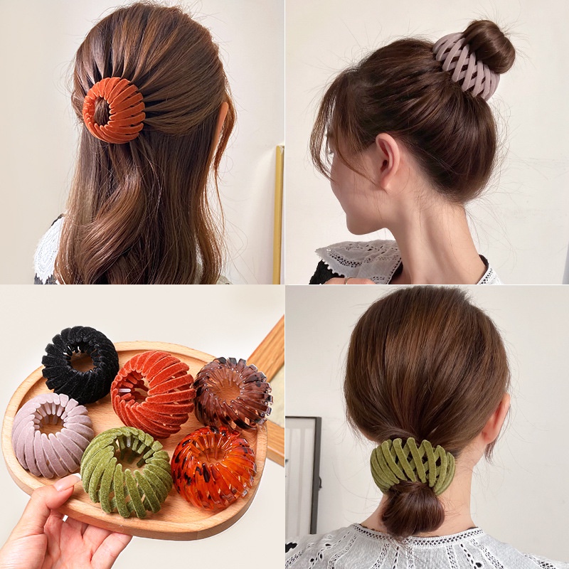 NEW Disk Hair Bird Nest Bun Maker Ponytail Buckle Velvet Hair Claw Women Hair Clips Meatball Head hair，Korean hair accessories，hair rope