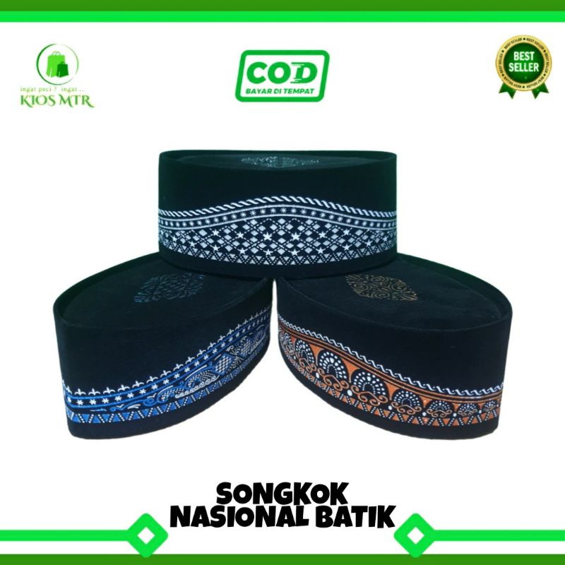 HITAM National Songkok Batik MOTIF, Black Cap Cap Screen Printing Batik ...
