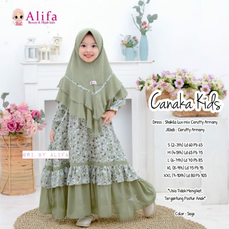 [TERBARU]Gamis Jubah anak perempuan/Dress anak perempuan/Maxy long tudung/ CANAKA KIDS ORI ALIFA/syari anak raya 2023