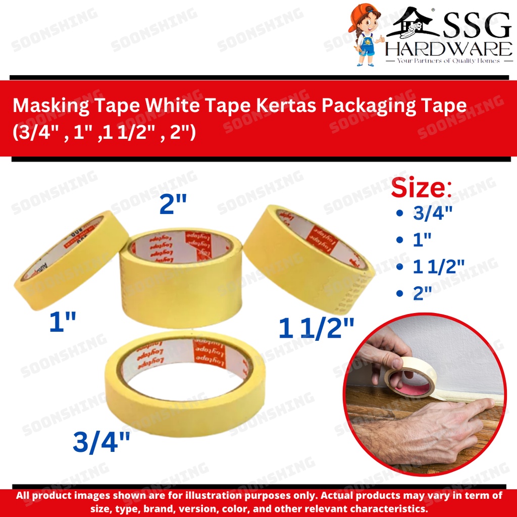 Masking Tape Size Available Tape Kertas Packaging Tape Kuning Tape 