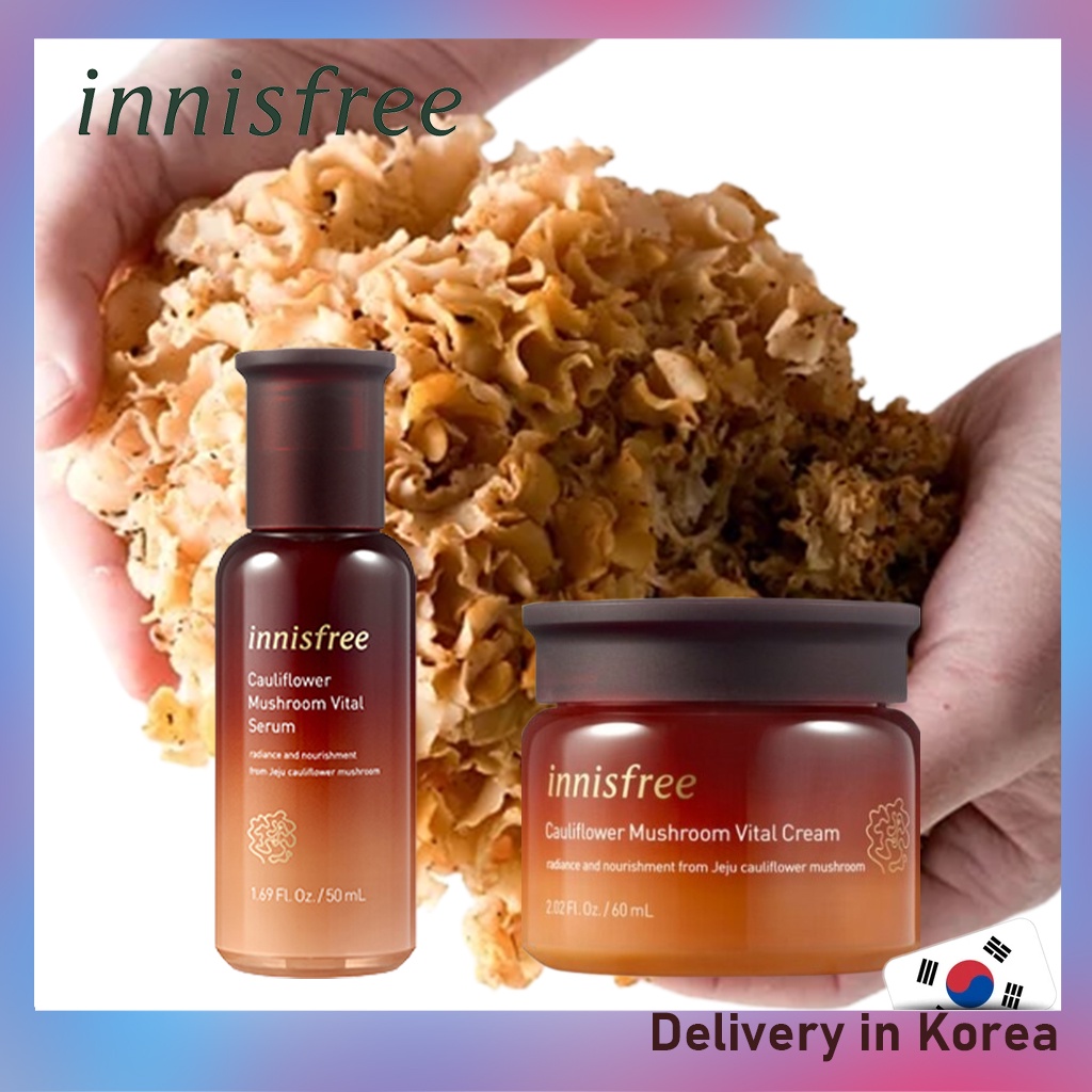 Innisfree Cauliflower Mushroom Vital Cream 60ml/ Serum 50ml Shopee