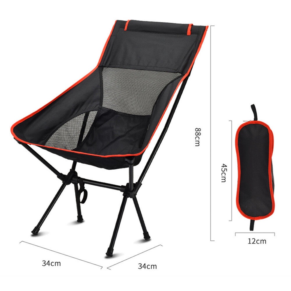[[ FREE GIFT OneTwoFit Portable Folding Camping Chair Outdoor High & Low Back Foldable Moon Chair Picnic Aluminium