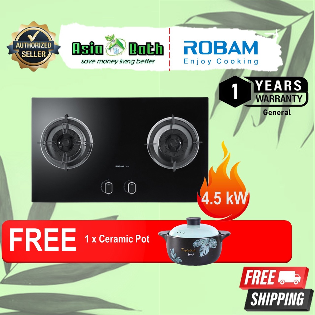 Robam 3D Flame Series Built-in Hob With 2 Burner 4.0kW Black Glass ...