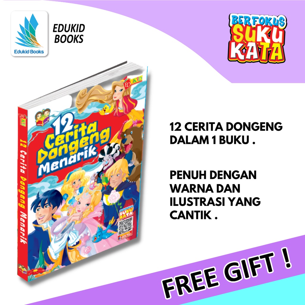 Buku Cerita Kanak Kanak 12 Cerita Dongeng Menarik+FREE GIFT - Suku Kata ...