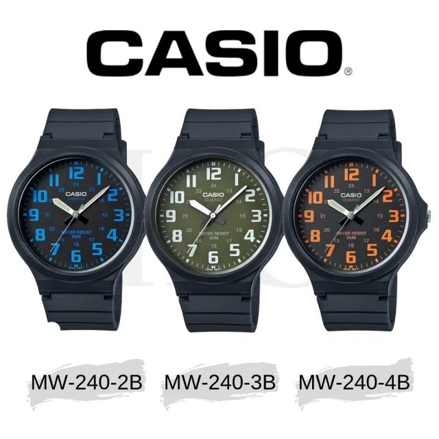 Casio Men's Standard Analog Black Resin Band Watch MW-240-2B / MW