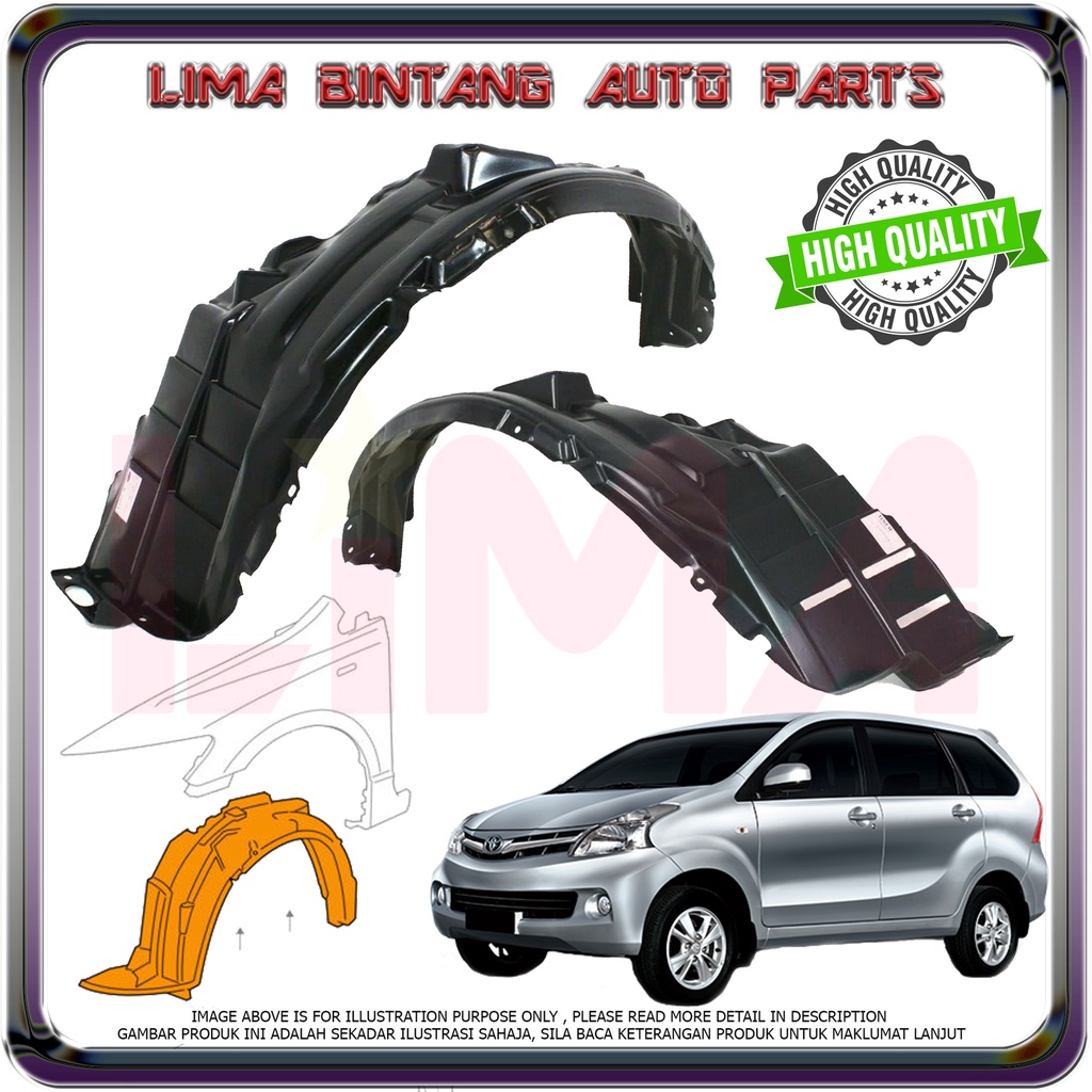 Toyota Avanza F561 F652 Front / Rear Fender Protector , Fender Liner Cover ( Daun Pisang