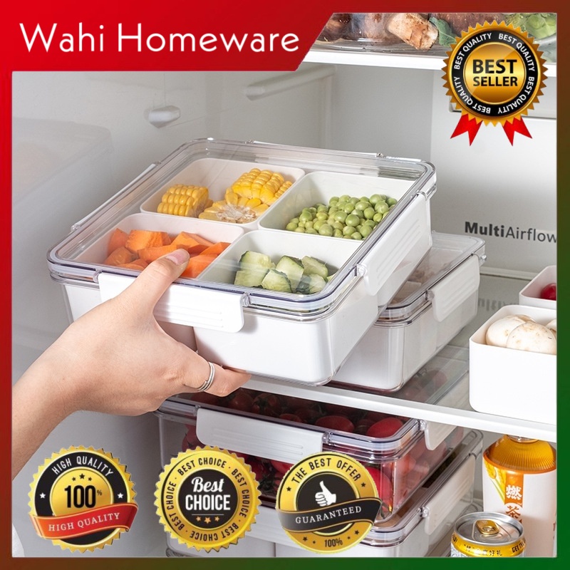 [Wahi Homeware] Food Storage Candy Box 4 Divided Tray With Lids Snack