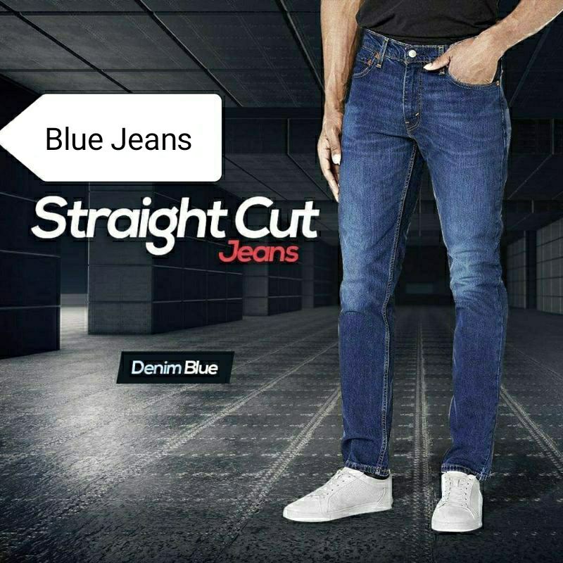 Straight Cut Jeans Lelaki 28-38 kain Tak Getah Denim Jeans