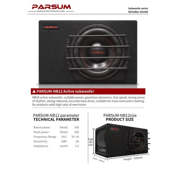 CAR AUDIO 31 PARSUM AUDIO NB-12INCH SUBWOOFER